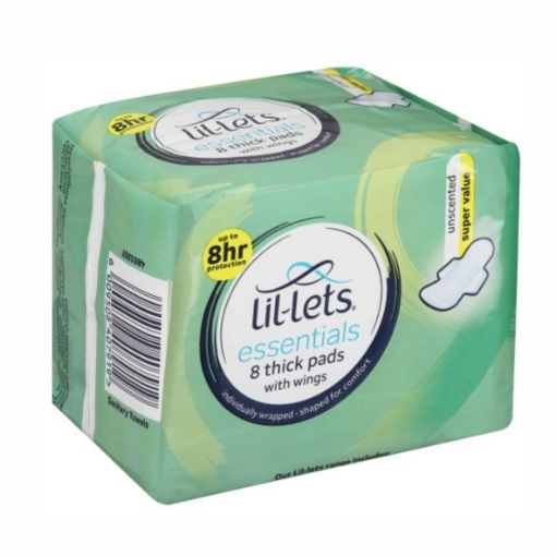 Picture of LIL-LETS ESSENTIALS UNSCENTED THICK PADS 8'S