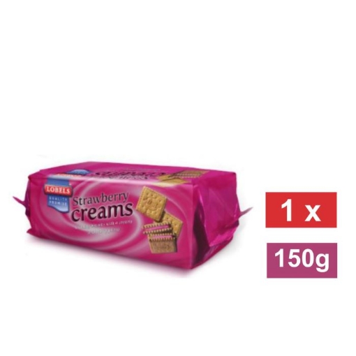 Picture of LOBELS STRAWBERRY CREAMS BISCUITS 150g 