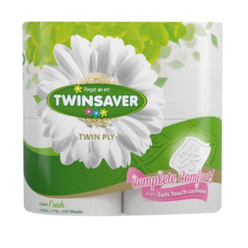 Picture of TWINSAVER LUX 2 PLY WHITE TOILET PAPER 350 SHEET 1x4 ROLLS