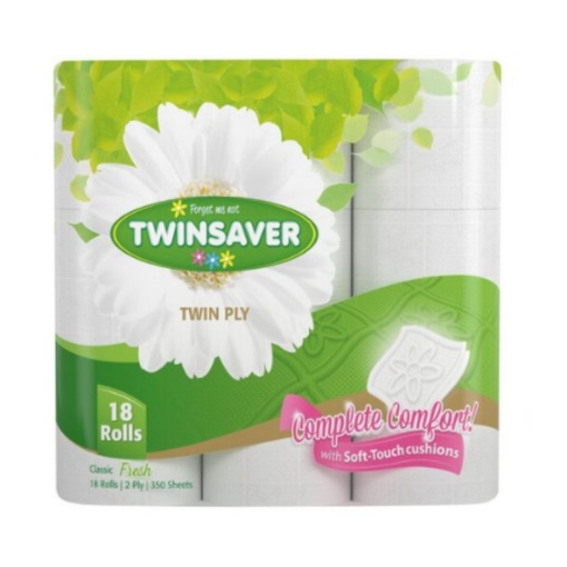Picture of TWINSAVER LUX 2 PLY WHITE TOILET PAPER 350 SHEET 18 ROLLS