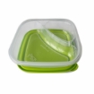Picture of CLEAR 2 COMPARTMENTS GREEN LID ROUND LUNCH BOX